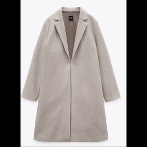Zara Sand Color Lapel Coat Hidden in-seam side pockets